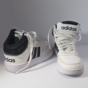 adidas Kids White and Black Mid-Top Sneakers